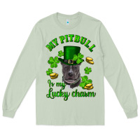 Matcha St. Patrick's Day My Pitbull Is My Lucky Charm With Hat Long Sleeve Tee - RanaPortraitStore