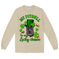 Mushroom St. Patrick's Day My Pitbull Is My Lucky Charm With Hat Long Sleeve Tee - RanaPortraitStore