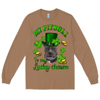 Toasted Coconut St. Patrick's Day My Pitbull Is My Lucky Charm With Hat Long Sleeve Tee - RanaPortraitStore