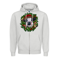 Dove Grey heifer cow with Christmas wreath Zipper Hoodie - RanaPortraitStore