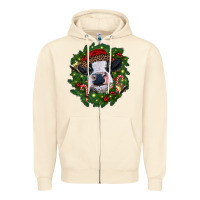 Sandshell heifer cow with Christmas wreath Zipper Hoodie - RanaPortraitStore