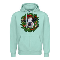 Seafoam heifer cow with Christmas wreath Zipper Hoodie - RanaPortraitStore
