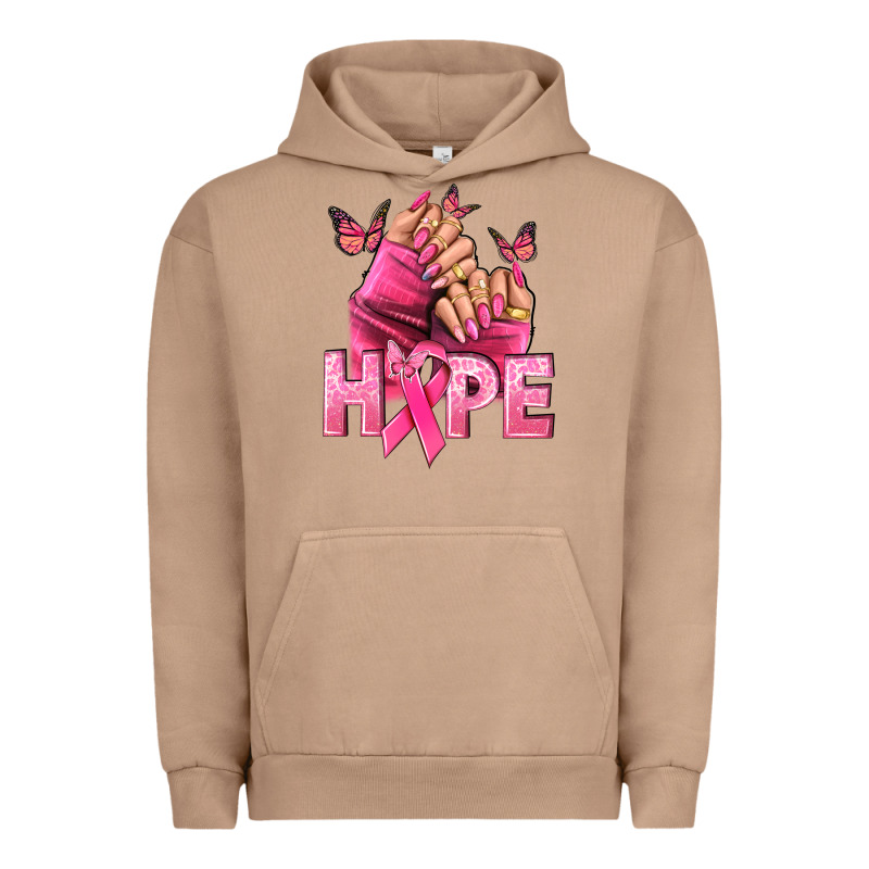 Hope Breast Cancer Caucasian Hand Nails Urban Hoodie by NancyCooperArtShop | Teevron