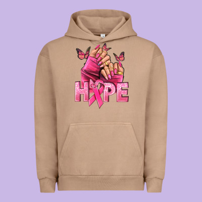 Hope Breast Cancer Caucasian Hand Nails Urban Hoodie Designed By Nancycooperartshop