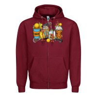 Burgundy lacrosse coffee cups Zipper Hoodie - Zillion Design Studio