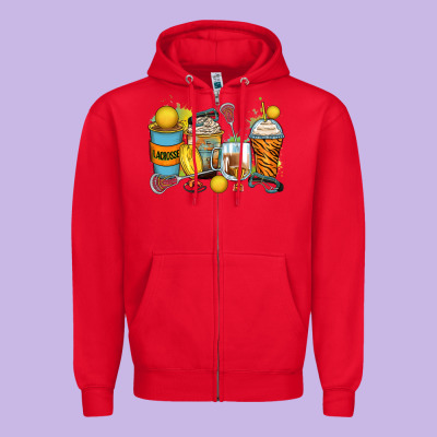 Lacrosse Coffee Cups Zipper Hoodie Designed By Zillion Design Studio