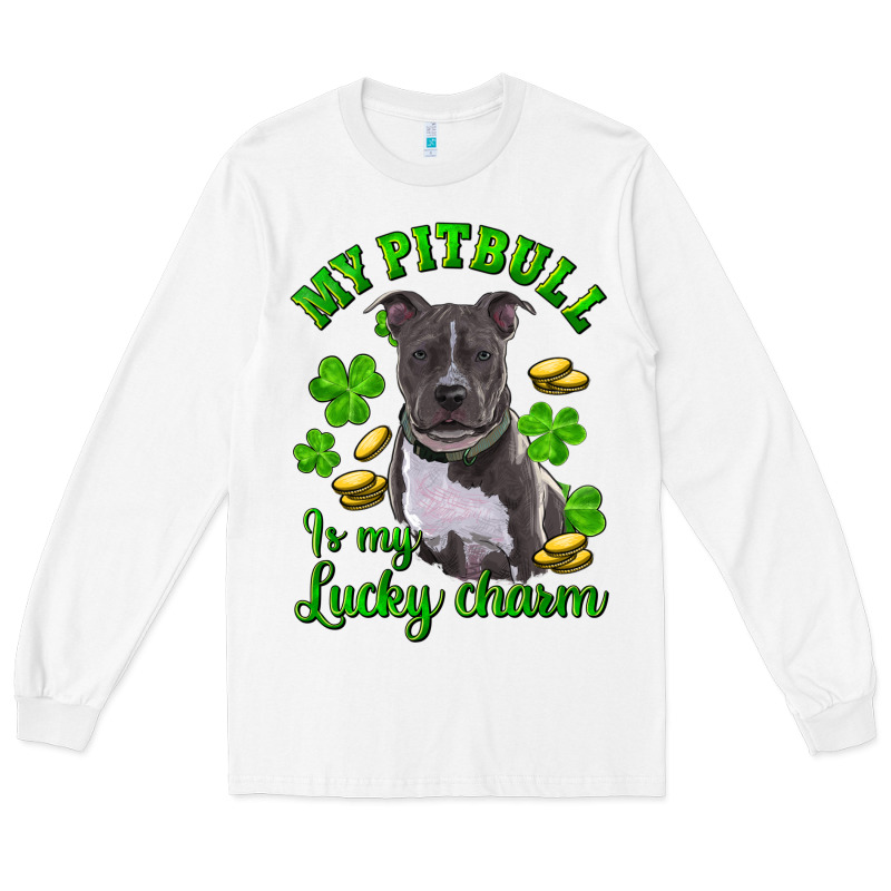 St. Patrick's Day My Pitbull Is My Lucky Charm Long Sleeve Tee by RanaPortraitStore | Teevron