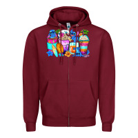 Burgundy stitch summer coffee cups Zipper Hoodie - Zillion Design Studio