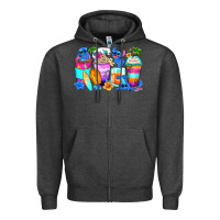 Charcoal Heather stitch summer coffee cups Zipper Hoodie - Zillion Design Studio