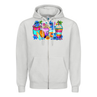 Dove Grey stitch summer coffee cups Zipper Hoodie - Zillion Design Studio