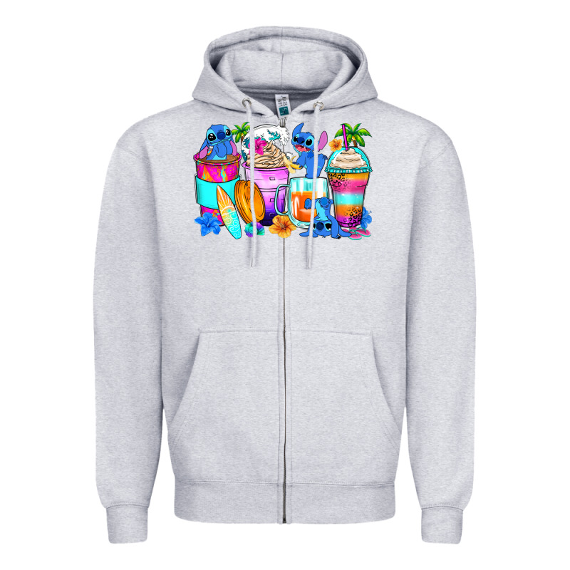 Stitch Summer Coffee Cups Zipper Hoodie by Zillion Design Studio | Teevron