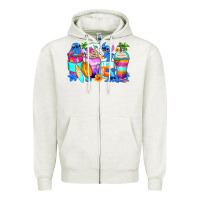 Oatmeal Heather stitch summer coffee cups Zipper Hoodie - Zillion Design Studio