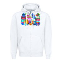 White stitch summer coffee cups Zipper Hoodie - Zillion Design Studio