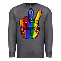 Charcoal Heather pride leopard peace hand Premium Sweatshirt - JahusDesignShop