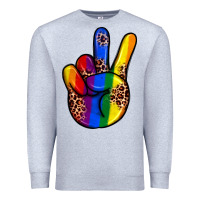 Heather Grey pride leopard peace hand Premium Sweatshirt - JahusDesignShop