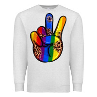 Oatmeal Heather pride leopard peace hand Premium Sweatshirt - JahusDesignShop