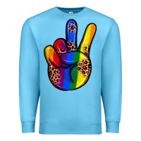 Ocean Blue pride leopard peace hand Premium Sweatshirt - JahusDesignShop