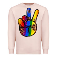 Pale Pink pride leopard peace hand Premium Sweatshirt - JahusDesignShop