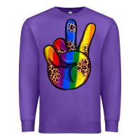 Purple pride leopard peace hand Premium Sweatshirt - JahusDesignShop