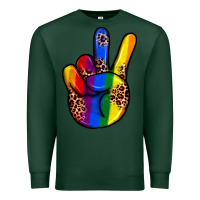 Sports Green pride leopard peace hand Premium Sweatshirt - JahusDesignShop