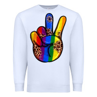 White pride leopard peace hand Premium Sweatshirt - JahusDesignShop