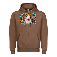 Chestnut cowhide leopard calf Zipper Hoodie - RanaPortraitStore