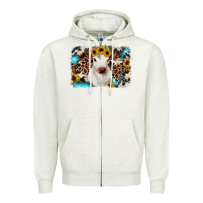 Cowhide Leopard Calf Zipper Hoodie by RanaPortraitStore | Teevron