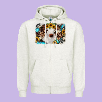 Cowhide Leopard Calf Zipper Hoodie Designed By Ranaportraitstore