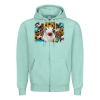 Seafoam cowhide leopard calf Zipper Hoodie - RanaPortraitStore