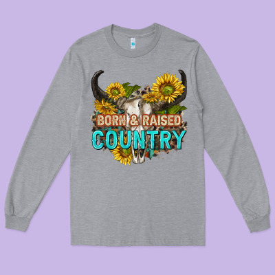 Long Sleeve Tee born and raised country tbw