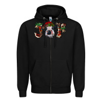 Black christmas joy with heifer cow Zipper Hoodie - RanaPortraitStore