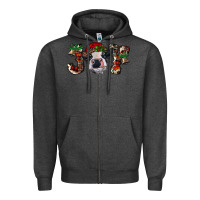 Charcoal Heather christmas joy with heifer cow Zipper Hoodie - RanaPortraitStore