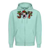 Seafoam christmas joy with heifer cow Zipper Hoodie - RanaPortraitStore