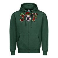 Sports Green christmas joy with heifer cow Zipper Hoodie - RanaPortraitStore