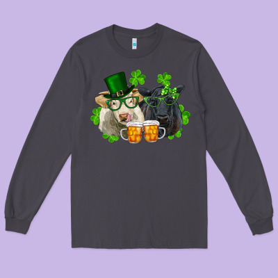 Long Sleeve Tee St. Patrick's Day Charolais And Black Angus Cows