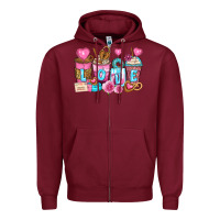 Burgundy valentine's day coffee cups Zipper Hoodie - Zillion Design Studio