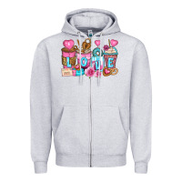 Heather Grey valentine's day coffee cups Zipper Hoodie - Zillion Design Studio