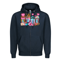 Navy valentine's day coffee cups Zipper Hoodie - Zillion Design Studio