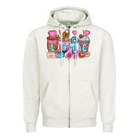 Oatmeal Heather valentine's day coffee cups Zipper Hoodie - Zillion Design Studio