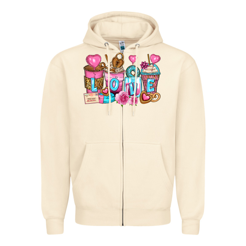 Valentine's Day Coffee Cups Zipper Hoodie by Zillion Design Studio | Teevron