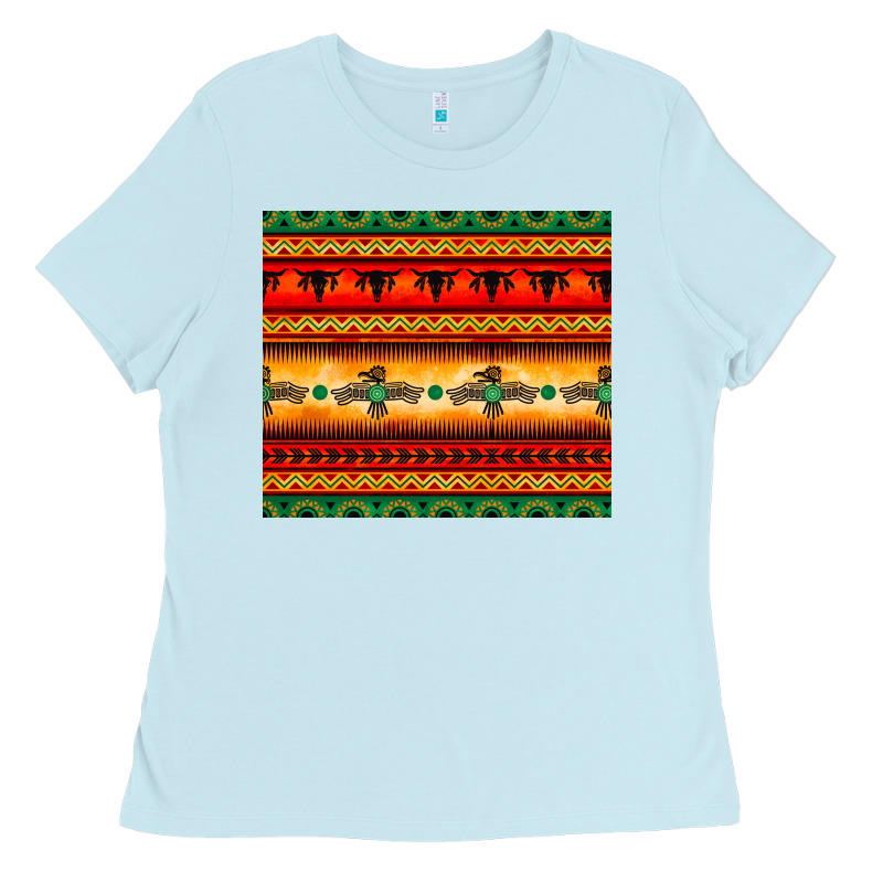 Thunderbird Bullskull Aztec Pattern Ladies Tee by BarkalooDesign | Teevron
