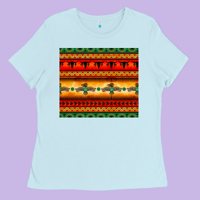 Thunderbird Bullskull Aztec Pattern Ladies Tee Designed By Barkaloodesign