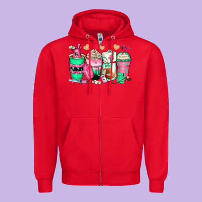 Pharmacy Coffee Cups Zipper Hoodie Designed By Zillion Design Studio