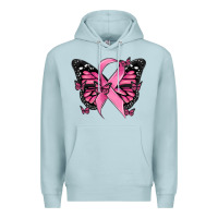 Blue Mist breast cancer ribbon  butterfly Premium Hoodie - MaliasSmallBusiness