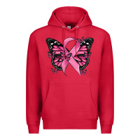 Cardinal breast cancer ribbon  butterfly Premium Hoodie - MaliasSmallBusiness