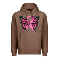 Chestnut breast cancer ribbon  butterfly Premium Hoodie - MaliasSmallBusiness