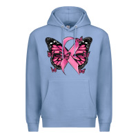 Colony Blue breast cancer ribbon  butterfly Premium Hoodie - MaliasSmallBusiness