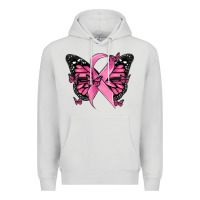 Dove Grey breast cancer ribbon  butterfly Premium Hoodie - MaliasSmallBusiness