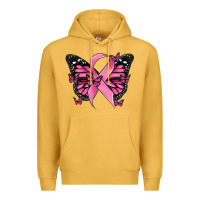 Mustard breast cancer ribbon  butterfly Premium Hoodie - MaliasSmallBusiness