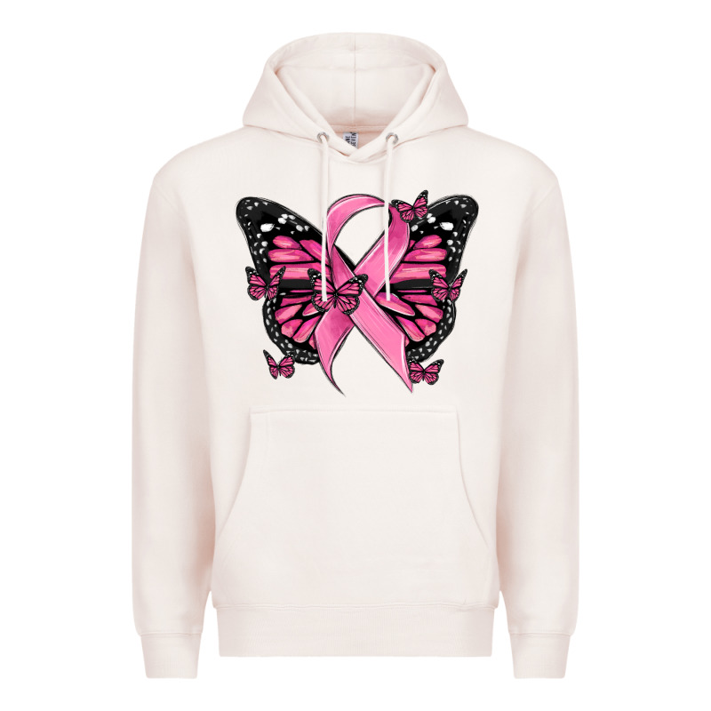 Breast Cancer Ribbon  Butterfly Premium Hoodie by MaliasSmallBusiness | Teevron